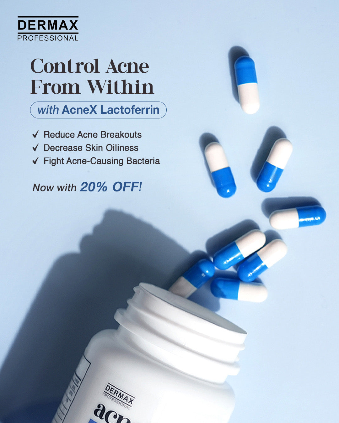 DERMAXPro AcneX Lactoferrin Capsules 30 Capsules